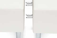 Quick connect/disconnect feature. When not in use the ganging hardware swivels out of sight.