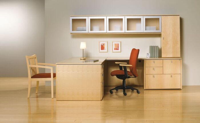 Danish-style executive desk in clear maple