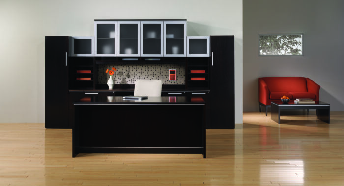 Danish-style executive desk in walnut espresso