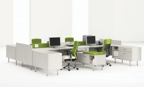 modular white modern benching system