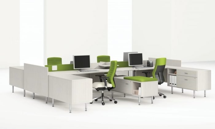 modular white modern benching system