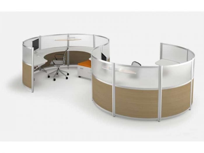rounded paneled workstations