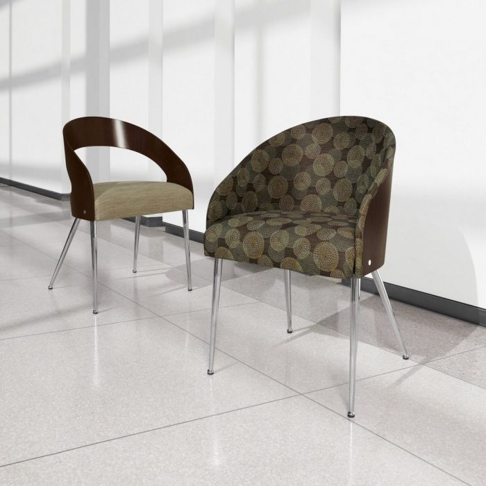 Two Upholstered and Wood Guest Chairs