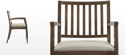 2 Brown Slatted Upholstered Wood Guest Chair