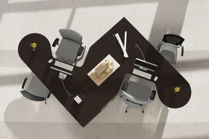 shared workspace office suite in espresso laminate finish