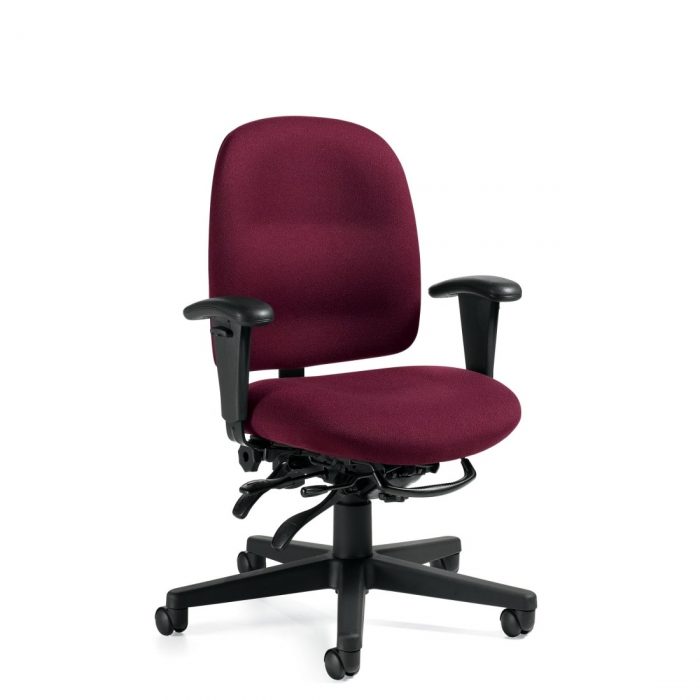 Burgundy Upholstered Industrial Cleanroom Low Back Multi-Tilter