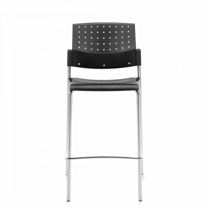 Armless Bar Stool, Black Polypropylene Seat & Back With Chrome Frame (6558)