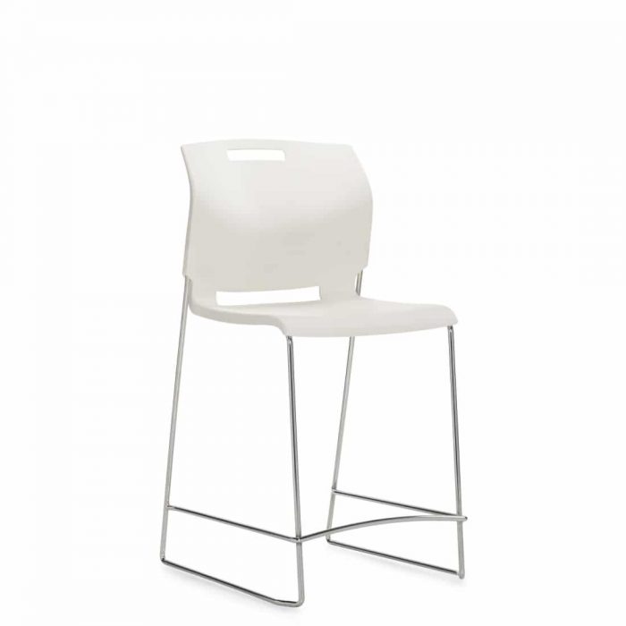Armless Counter Stool, White Polypropylene Seat & Back With Chrome Frame (6711CS)