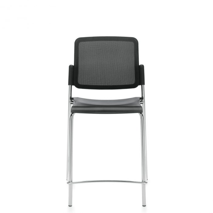 Armless Counter Stool, Black Polypropylene Seat & Mesh Back With Chrome Frame (6558CSMB)