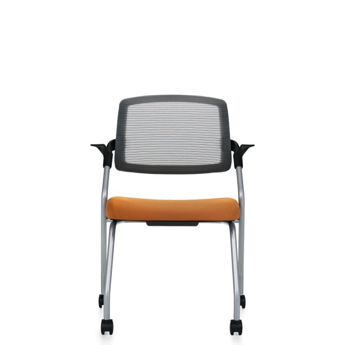 Spritz flip seat nesting armchair, model 6765C. This chair has been placed on a white background.
