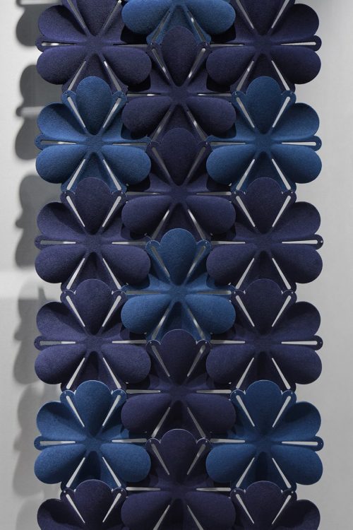 Studio shot showing a tall column created by Airbloom acoustic panels.