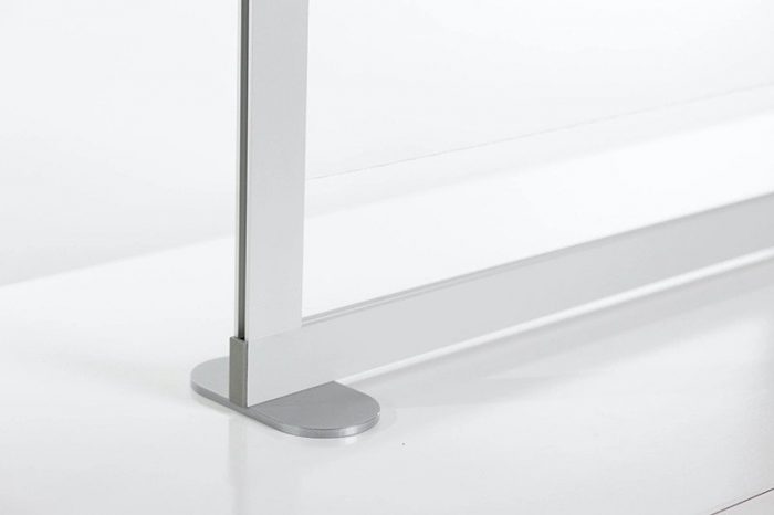 Closeup of the base to a Counter Shield Basic space divider.