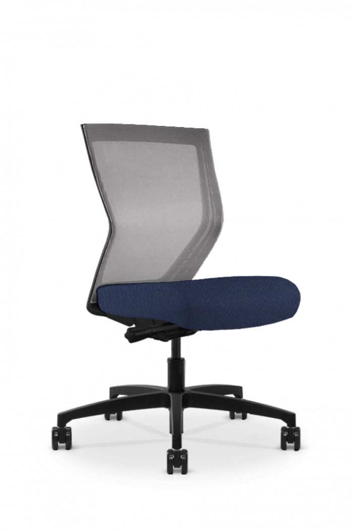 Run II High Back Black Frame Office Chair with Orange Grey Mesh Back